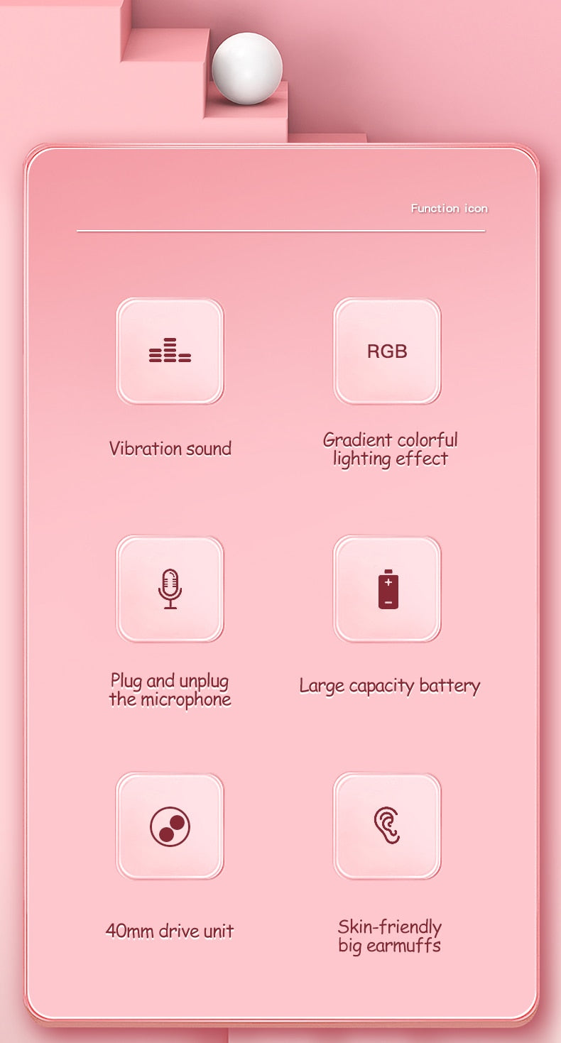 Rabbit Ear Headphones Wireless Luminous Extendable Wheat Headphones