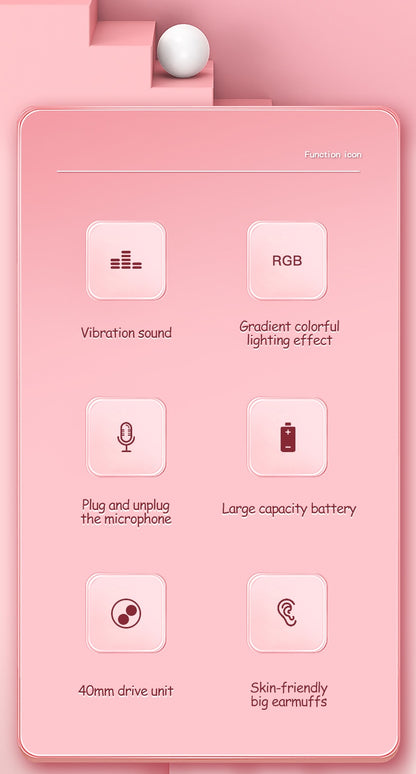 Rabbit Ear Headphones Wireless Luminous Extendable Wheat Headphones