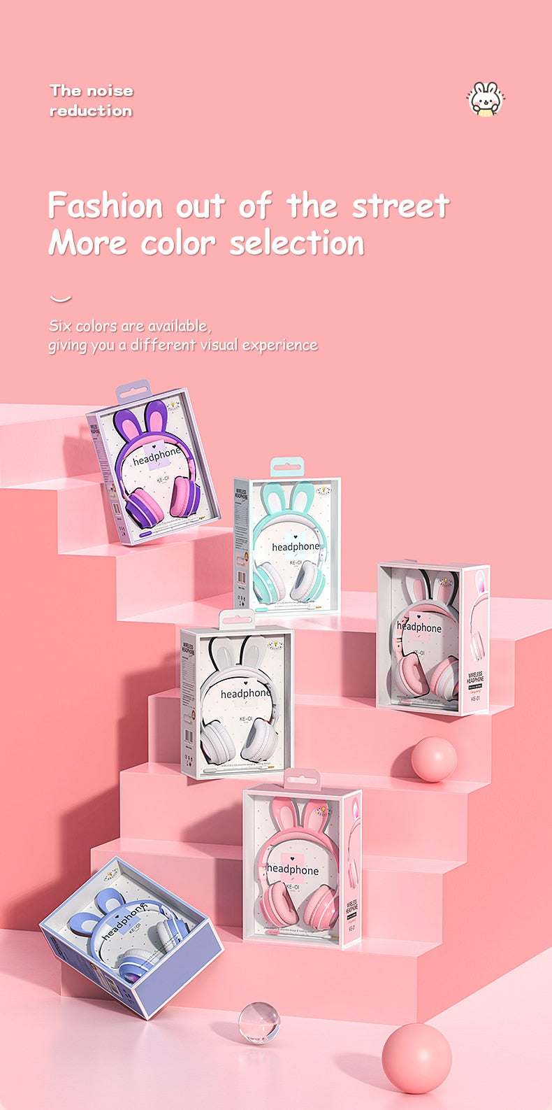 Rabbit Ear Headphones Wireless Luminous Extendable Wheat Headphones